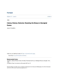 Resisting the Binary in Aboriginal Drama
