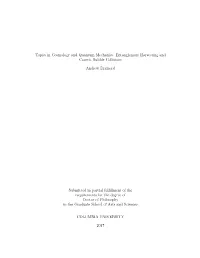 Topics in Cosmology and Quantum Mechanics: Entanglement Harvesting and Cosmic Bubble Collisions