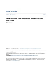 Using Pre-Disaster Community Capacity to Address Land Use Post-Wildfire