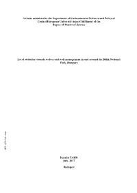 A Thesis Submitted to the Department of Environmental Sciences and Policy of Central European University in Part Fulfilment of the Degree of Master of Science
