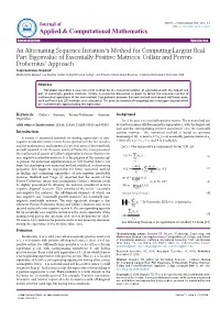 An Alternating Sequence Iteration's Method for Computing Largest Real Part Eigenvalue of Essentially Positive Matrices