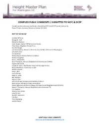 Compiled Public Comments | Submitted to Ncpc & Dcop