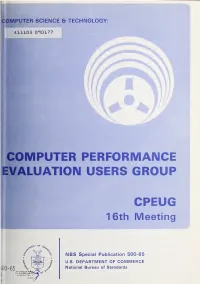 Computer Performance Evaluation Users Group