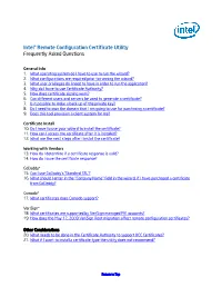 Intel® Remote Configuration Certificate Utility Frequently Asked Questions