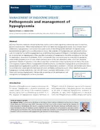 Pathogenesis and Management of Hypoglycemia
