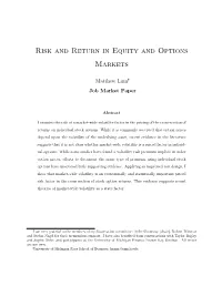 Risk and Return in Equity and Options Markets