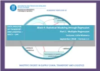 Statistical Modeling Through Regression Part 1. Multiple Regression