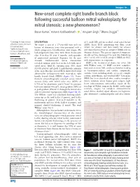 Onset Complete Right Bundle Branch Block Following Successful Balloon