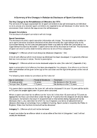Rules in Relation to Disclosure of Spent Convictions