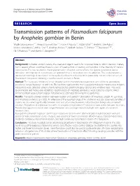 Transmission Patterns of Plasmodium Falciparum by Anopheles Gambiae