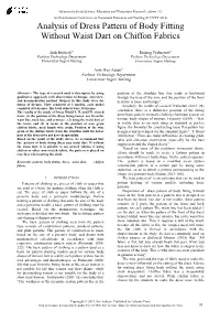 Analysis of Dress Pattern of Body Fitting Without Waist Dart on Chiffon Fabrics