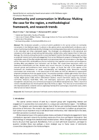Community and Conservation in Wallacea: Making the Case for the Region, a Methodological Framework, and Research Trends