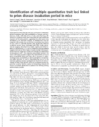 Identification of Multiple Quantitative Trait Loci Linked to Prion Disease Incubation Period in Mice
