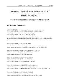 OFFICIAL RECORD of PROCEEDINGS Friday, 15 July