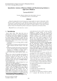 Quantitative Analysis of Business Models and Manufacturing Industry’S Approach to Business