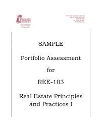 REE-103 Real Estate Principles and Practices I