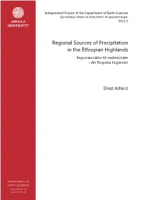 Regional Sources of Precipitation in the Ethiopian Highlands Regionala Källor Till Nederbörden I Det Etiopiska Höglandet