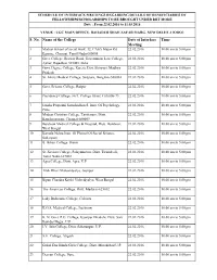 S. No. Name of the College Date of Interface Meeting Time