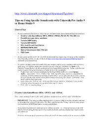 Tips on Using Specific Soundcards with Cakewalk Pro Audio 9 Or Home Studio 9