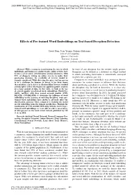Effects of Pre-Trained Word Embeddings on Text-Based Deception Detection