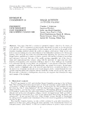IAU Commission 10" Solar Activity": Legacy Report and Triennial Report