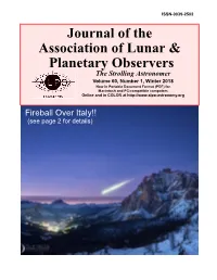 Journal of the Association of Lunar & Planetary Observers