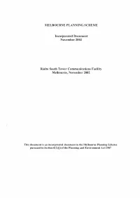 Melbourne Planning Scheme Incorporated Document November 2002