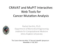 CRAVAT and Mupit Interacsve: Web Tools for Cancer Mutason Analysis