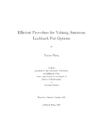 Efficient Procedure for Valuing American Lookback Put Options