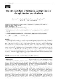 Experimental Study of Flame Propagating Behaviors Through Titanium Particle Clouds