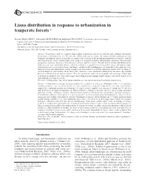 Liana Distribution in Response to Urbanization in Temperate Forests 1