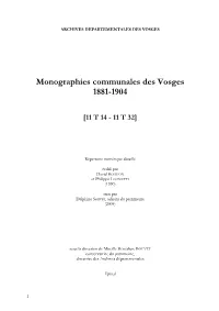 Monographies Communales Des Vosges 1881-1904