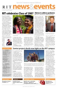 RIT Celebrates Class of 2007 Clinton to Address Graduates