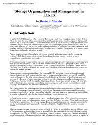 Storage Organization and Management in TENEX I. Introduction