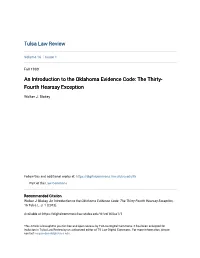 An Introduction to the Oklahoma Evidence Code: the Thirty-Fourth Hearsay Exception, 16 Tulsa L