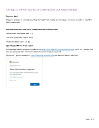 Getting Started with Two-Factor Authentication and Password Reset