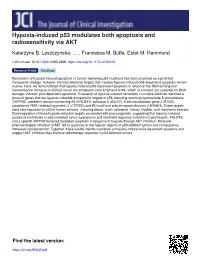 Hypoxia-Induced P53 Modulates Both Apoptosis and Radiosensitivity Via AKT
