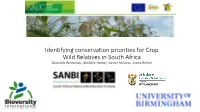 Identifying Conservation Priorities for Crop Wild Relatives in South Africa