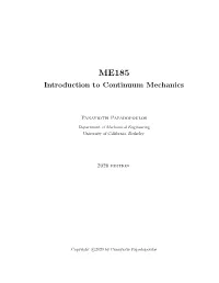 Introduction to Continuum Mechanics