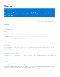 Licensing Windows and Microsoft Office for Use on the Macintosh