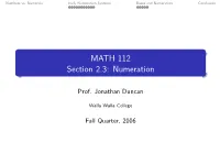 MATH 112 Section 2.3: Numeration