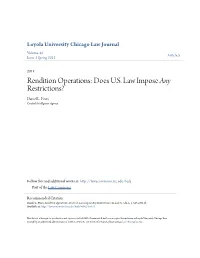 Rendition Operations: Does U.S