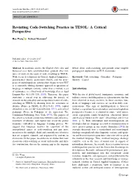 Revisiting Code-Switching Practice in TESOL: a Critical Perspective