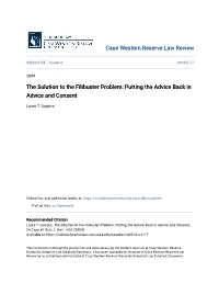 The Solution to the Filibuster Problem: Putting the Advice Back in Advice and Consent