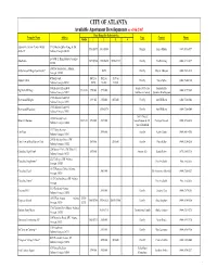 Available Apartment Developments As of 06/2007 Rent Range by Bedroom Size Property Name Address Type Contact Phone Studio 1 2 3 4
