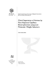 Chiral Separation of Amines by Non-Aqueous Capillary Electrophoresis Using Low Molecular Weight Selectors