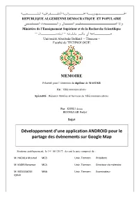 Développement D'une Application ANDROID Pour Le Partage Des