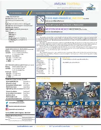 JAVELINA FOOTBALL 2017 @Javelinafb Game Notes