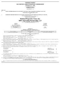 Medical Properties Trust, Inc. MPT Operating Partnership, L.P. (Exact Name of Registrant As Specified in Its Charter)