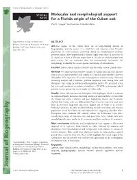 Molecular and Morphological Support for a Florida Origin of the Cuban